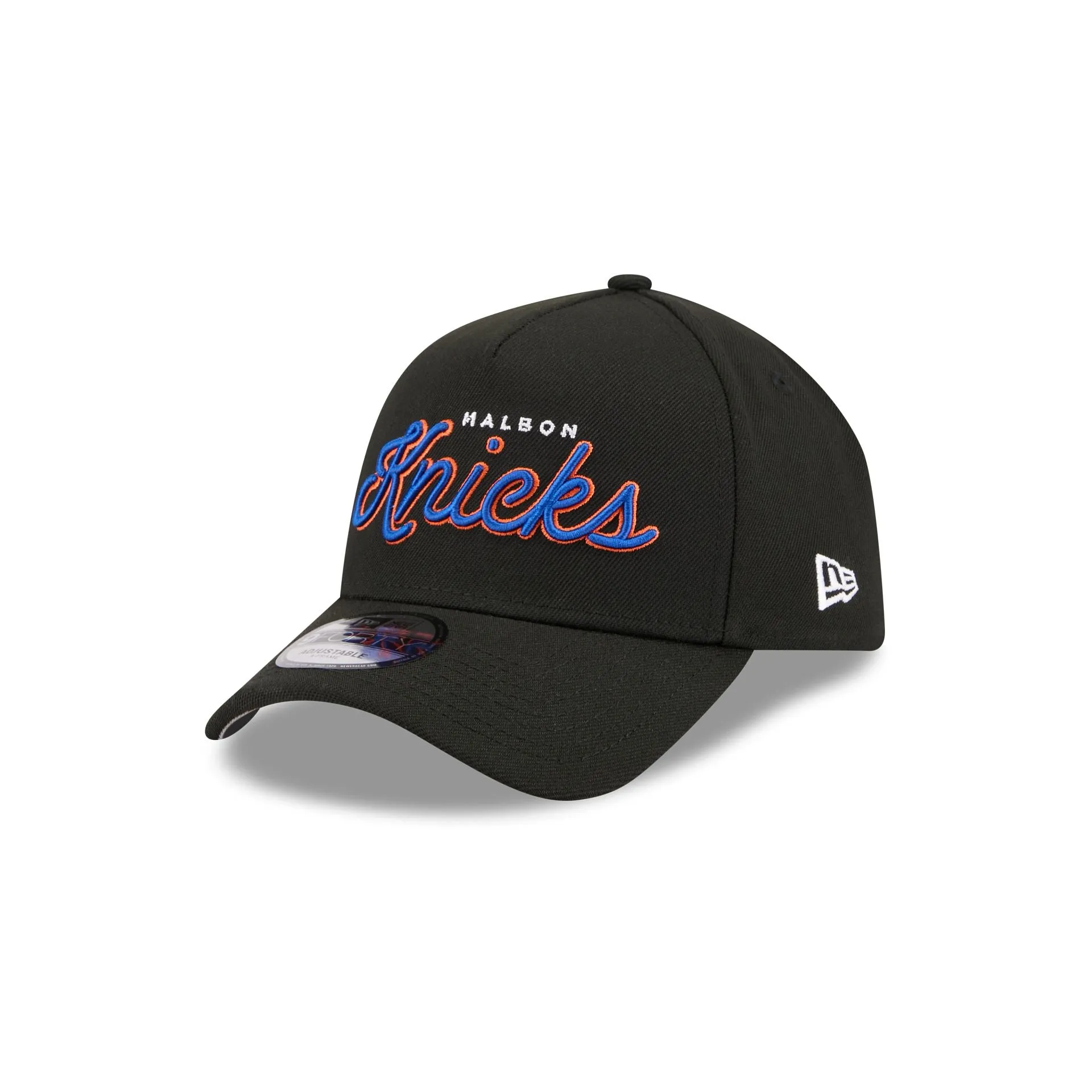 Malbon x New York Knicks Black Script 9FORTY A-Frame Snapback Hat sold by New Era