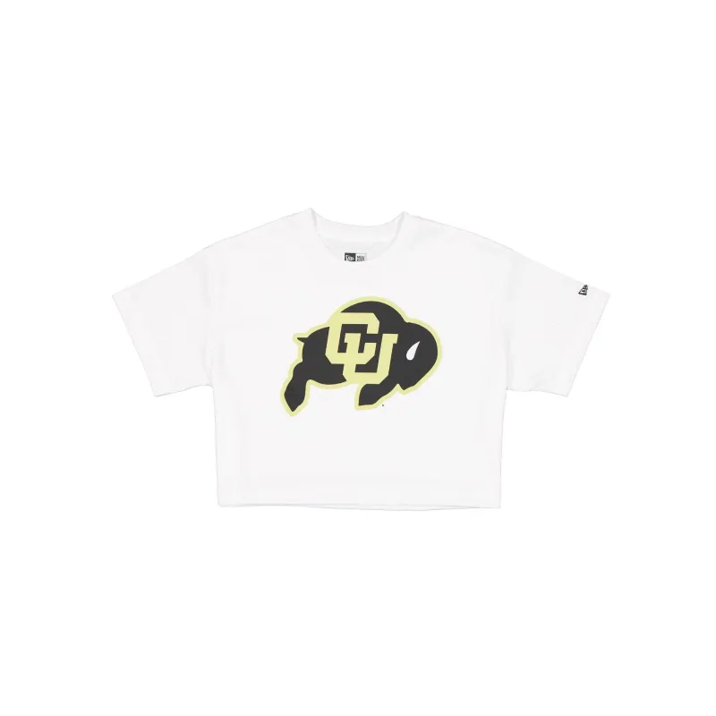 Colorado Buffaloes Summer Women's White Cropped Jersey T-Shirt made by New Era