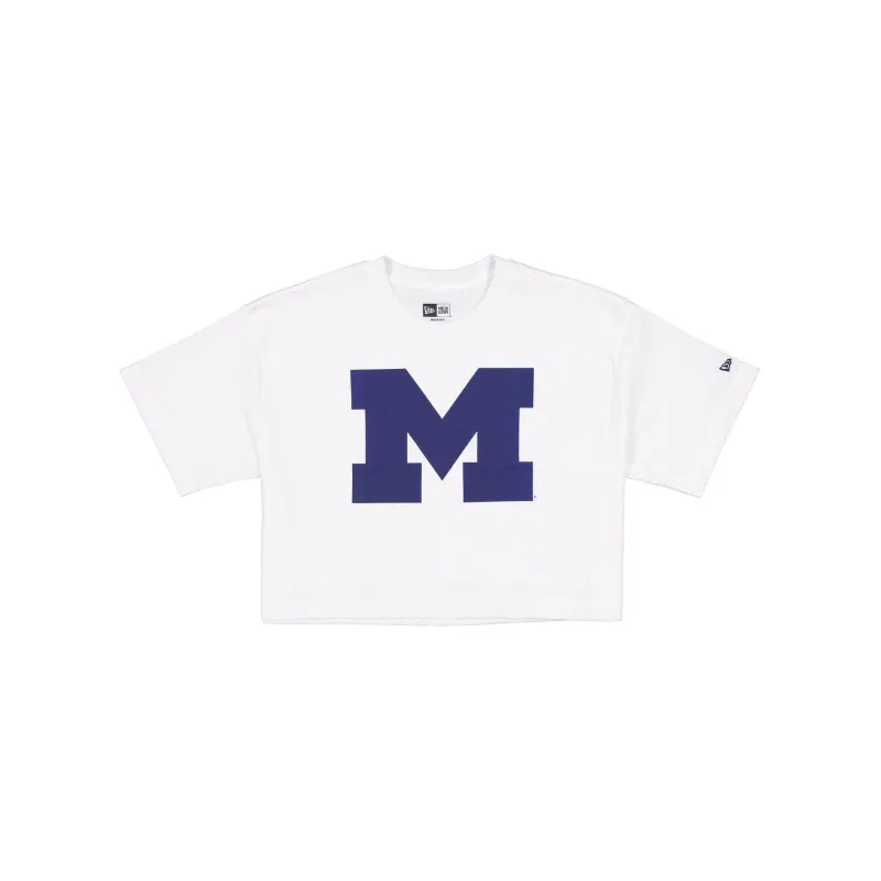Michigan Wolverines Summer Women's White Cropped Jersey T-Shirt made by New Era
