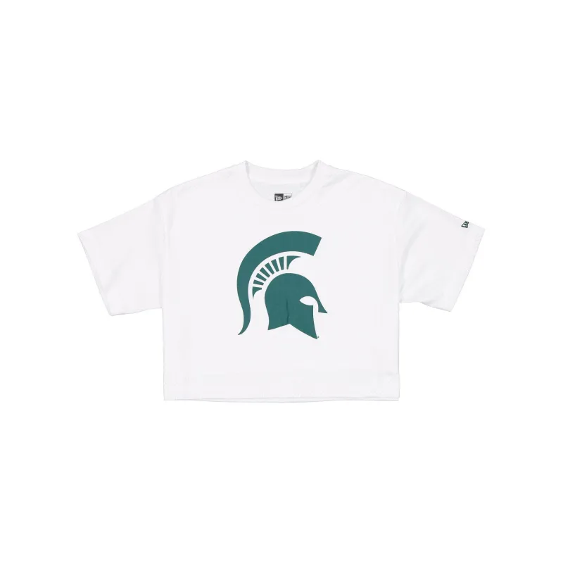 Michigan State Spartans Summer Women's White Cropped Jersey T-Shirt made by New Era