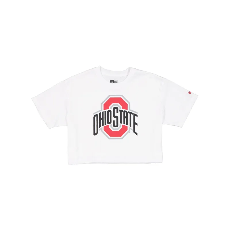 Ohio State Buckeyes Summer Women's White Cropped Jersey T-Shirt made by New Era
