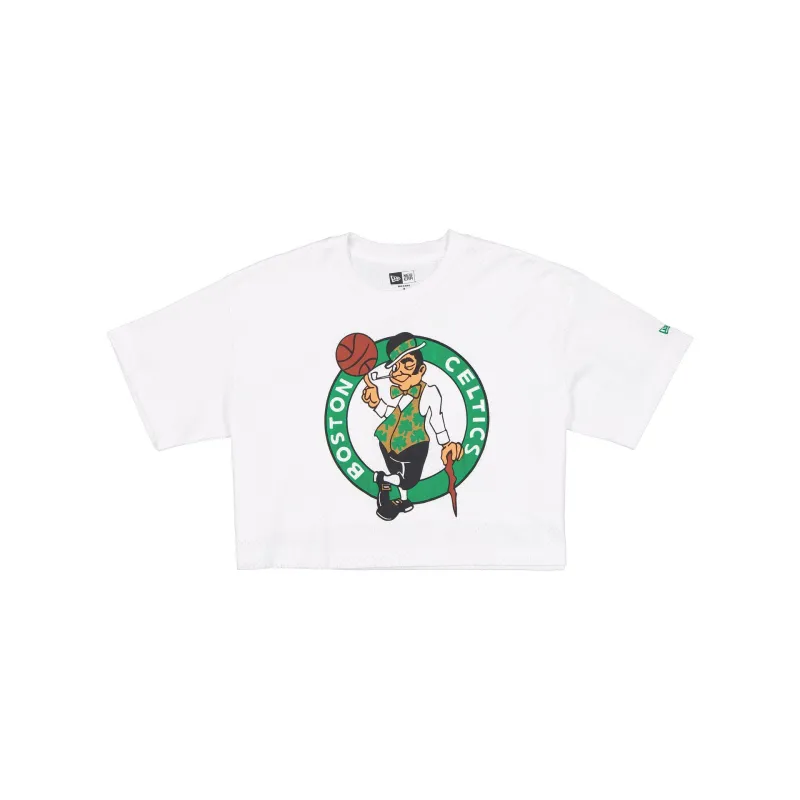 Boston Celtics Summer Women's White Cropped Jersey T-Shirt made by New Era