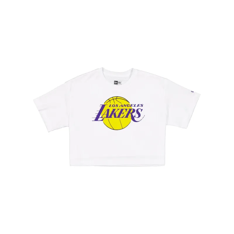 Los Angeles Lakers Summer Women's White Cropped Jersey T-Shirt made by New Era