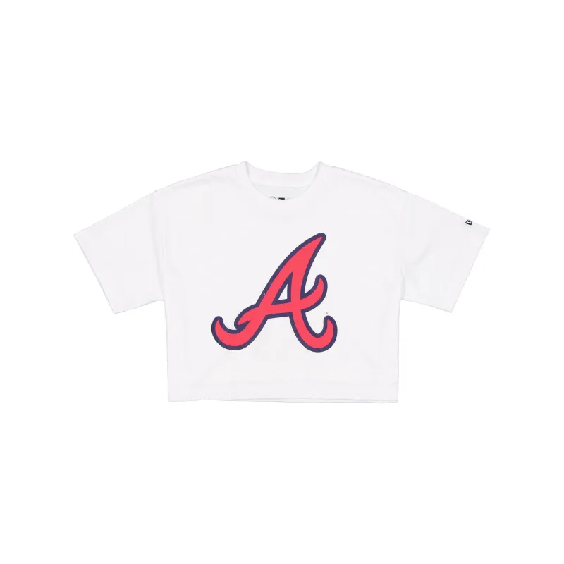 Atlanta Braves Summer Women's White Cropped Jersey T-Shirt made by New Era