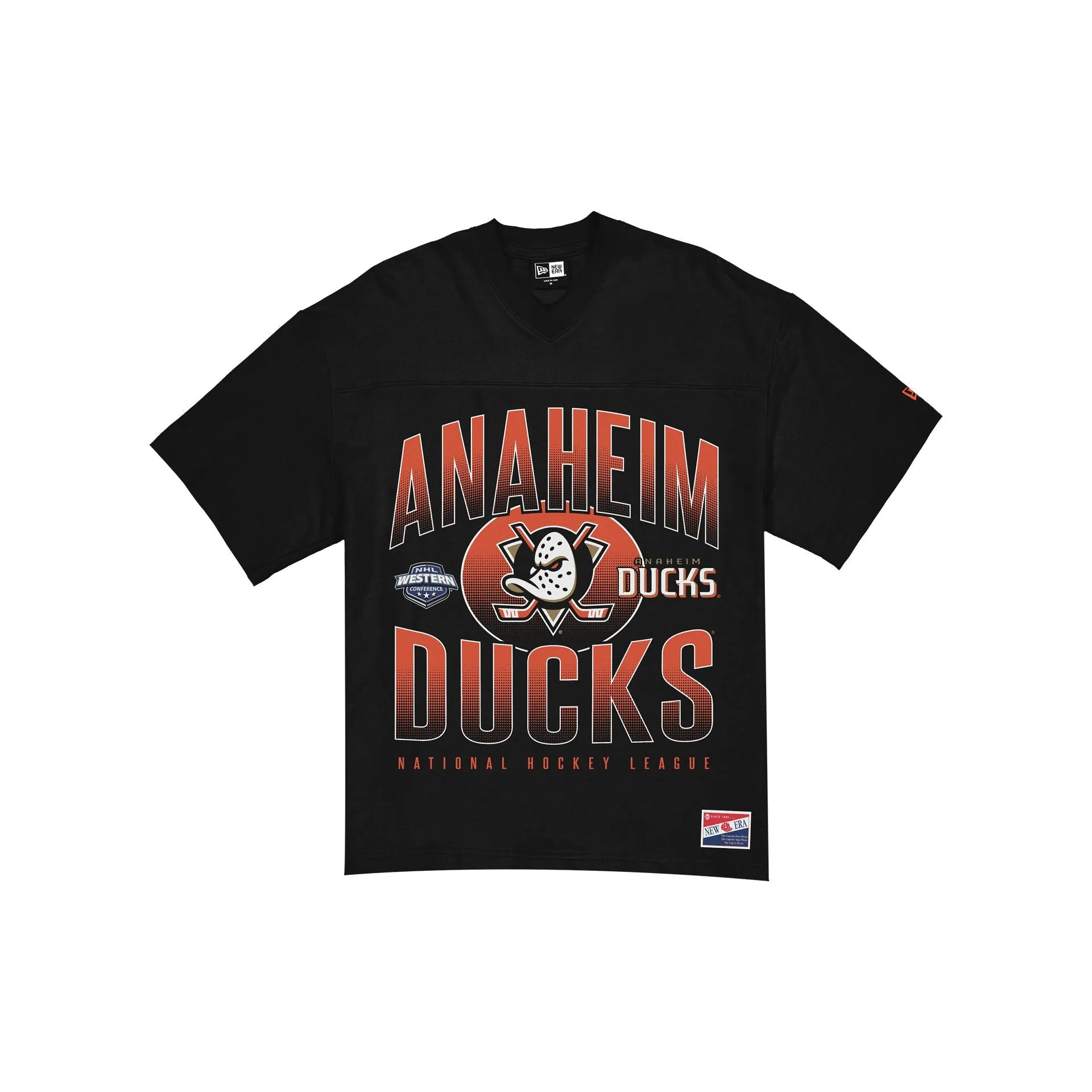 Anaheim Ducks Throwback Black Boxy T-Shirt sold by New Era