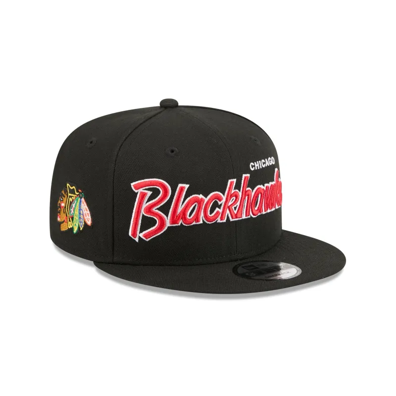 Chicago Blackhawks Script 9FIFTY Snapback Hat made by New Era