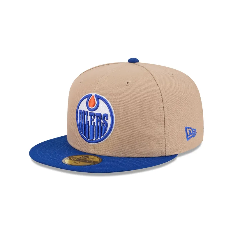 Edmonton Oilers Camel 59FIFTY Fitted Hat made by New Era