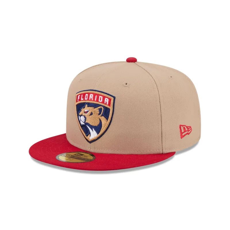 Florida Panthers Camel 59FIFTY Fitted Hat made by New Era