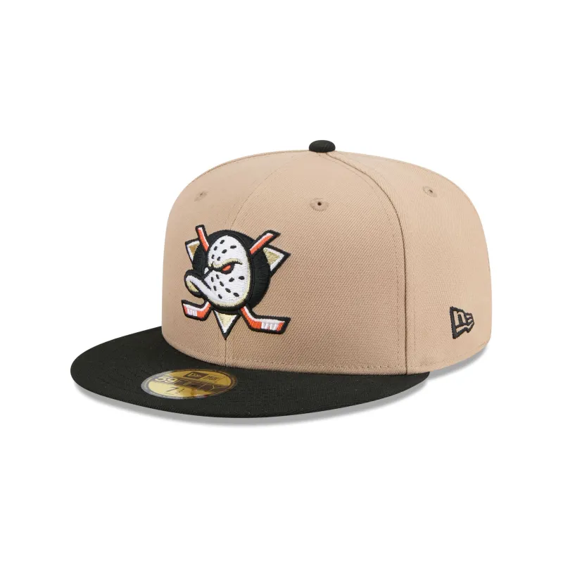 Anaheim Ducks Camel 59FIFTY Fitted Hat made by New Era