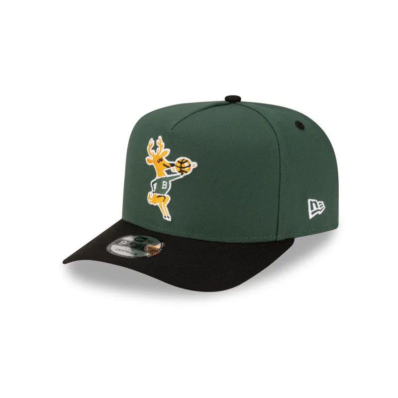 Milwaukee Bucks Hardwood Classics 80s Two Tone 9FIFTY A-Frame Snapback Hat made by New Era