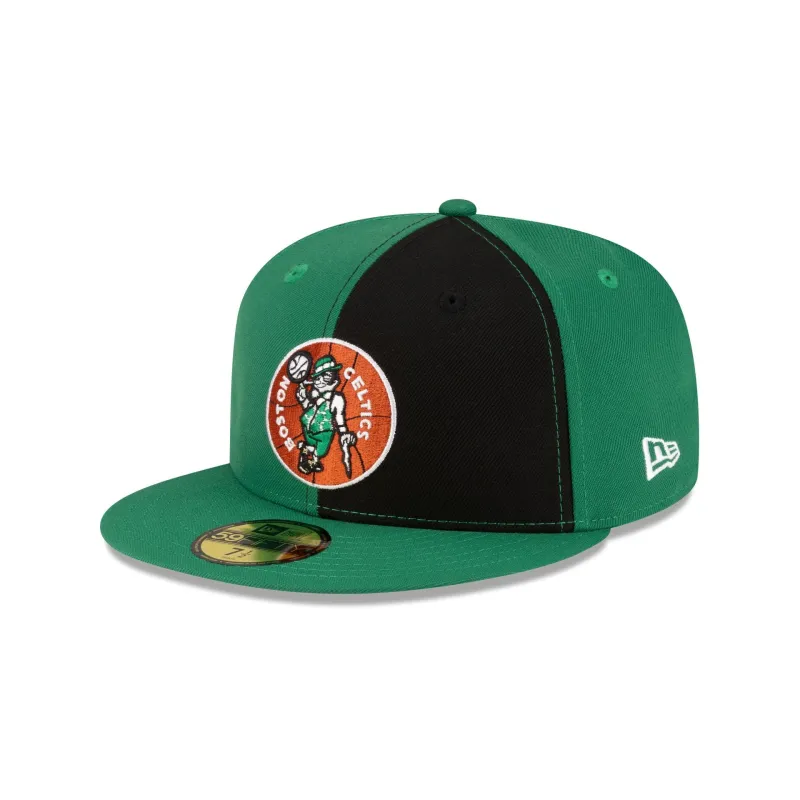 Boston Celtics Hardwood Classics 80s Pinwheel 59FIFTY Fitted Hat made by New Era