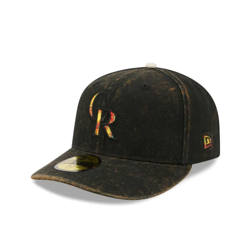 Just Caps Tie Dye Logo Colorado Rockies 59FIFTY Fitted Hat made by New Era