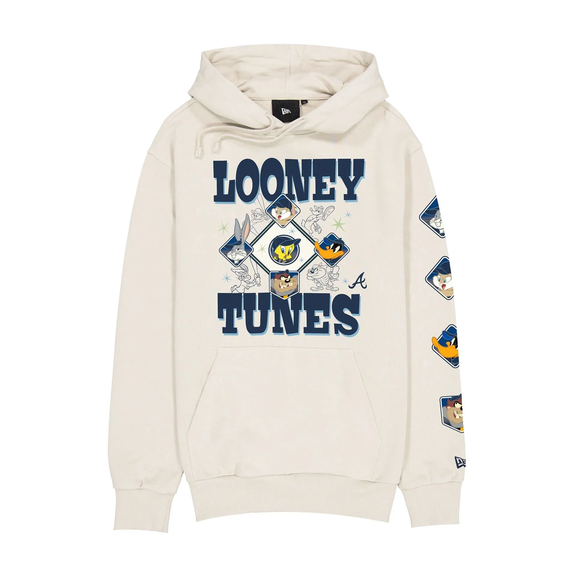 Atlanta Braves Looney Tunes Diamond Chrome White Hoodie sold by New Era