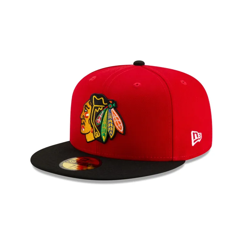 Chicago Blackhawks Red & Black 59FIFTY Fitted Hat made by New Era