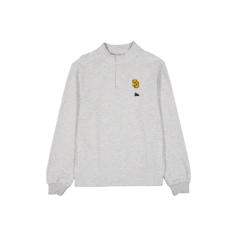 San Diego Padres Logo Essentials Heather Gray Quarter Zip made by New Era