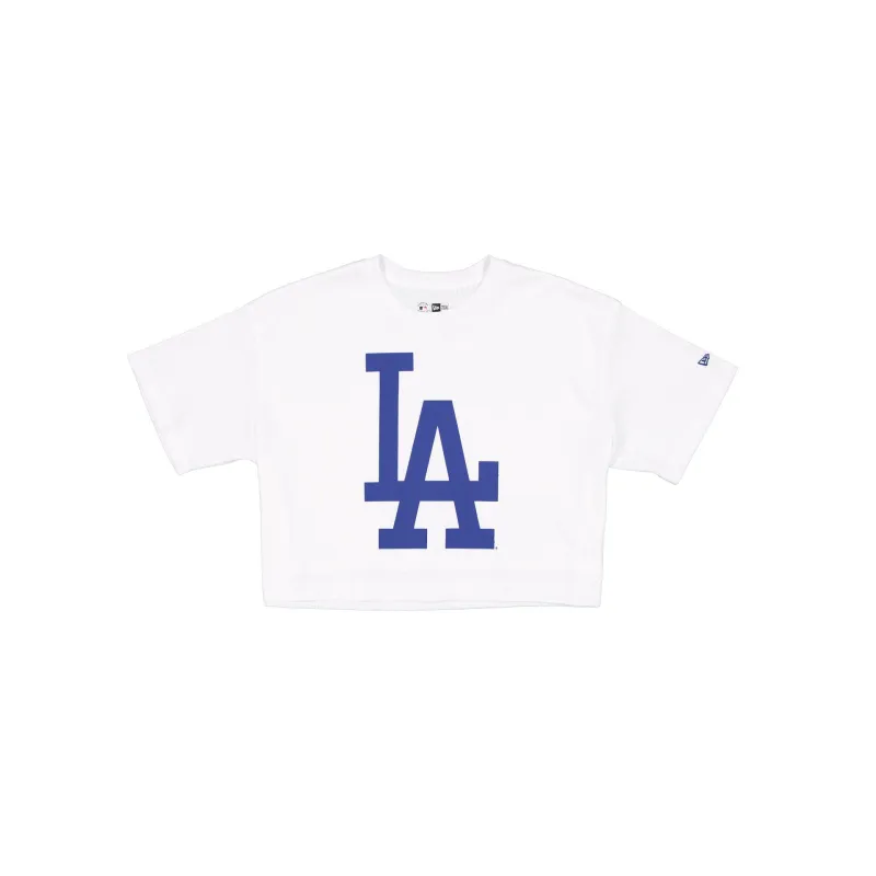 Los Angeles Dodgers Summer Women's White Cropped Jersey T-Shirt made by New Era