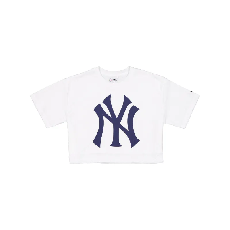 New York Yankees Summer Women's White Cropped Jersey T-Shirt made by New Era