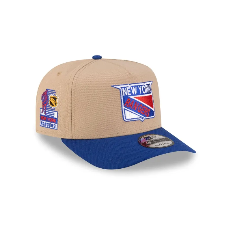 New York Rangers Camel 9FIFTY A-Frame Snapback Hat made by New Era