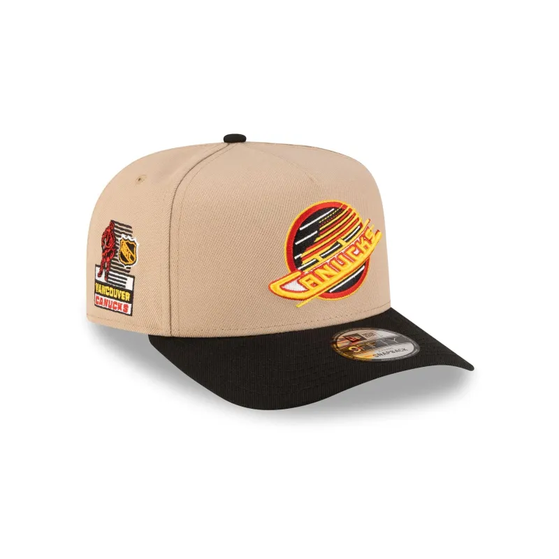 Vancouver Canucks Camel 9FIFTY A-Frame Snapback Hat made by New Era