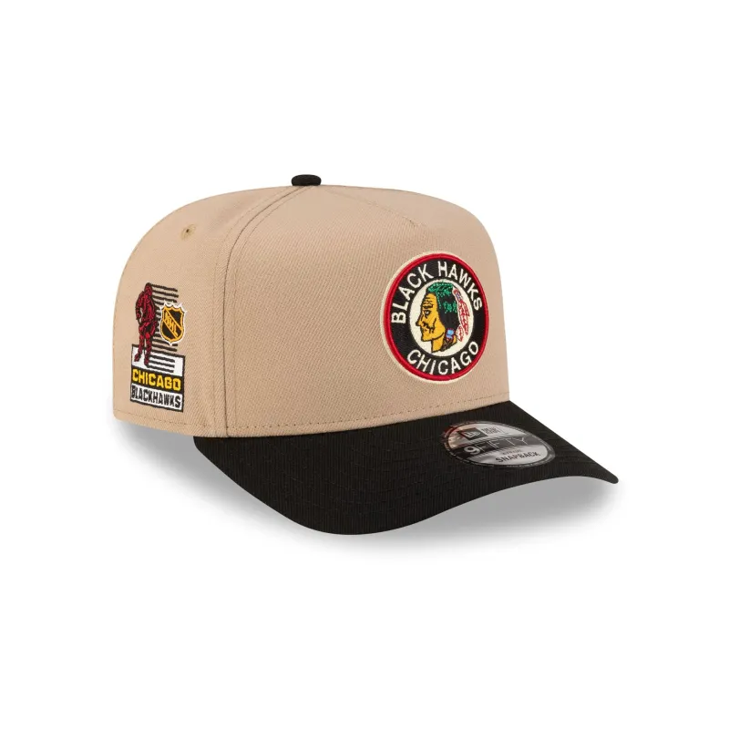 Chicago Blackhawks Camel 9FIFTY A-Frame Snapback Hat made by New Era