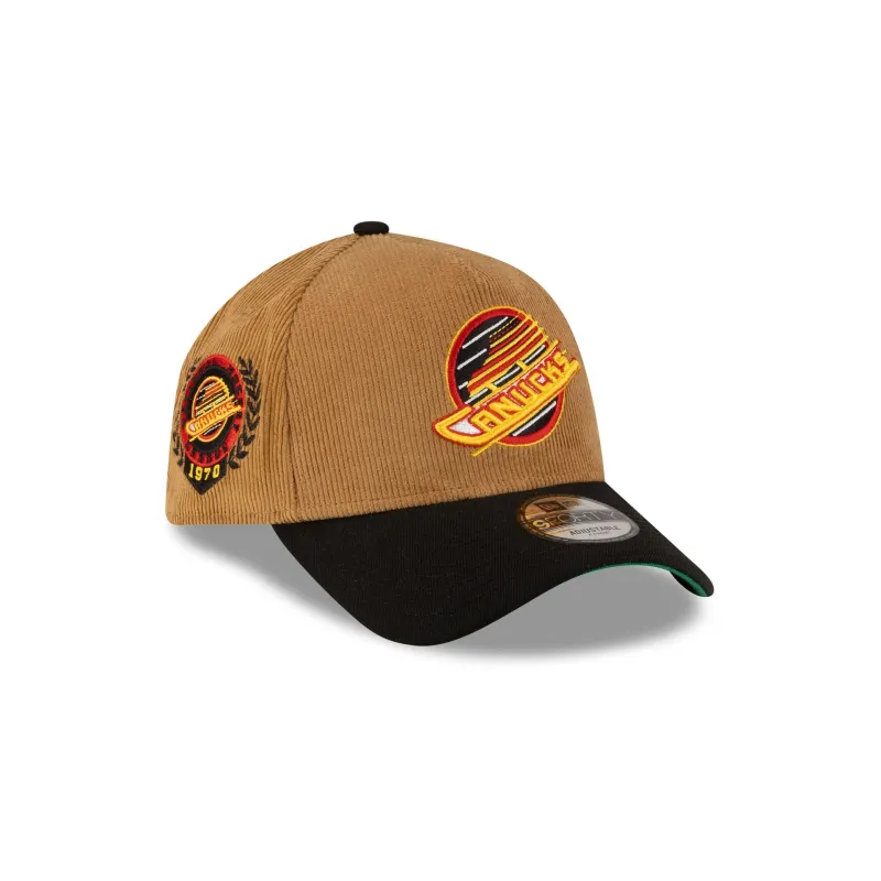 Vancouver Canucks Wheat Corduroy 9FORTY A-Frame Snapback Hat made by New Era