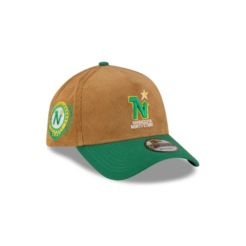 Minnesota North Stars Wheat Corduroy 9FORTY A-Frame Snapback Hat made by New Era