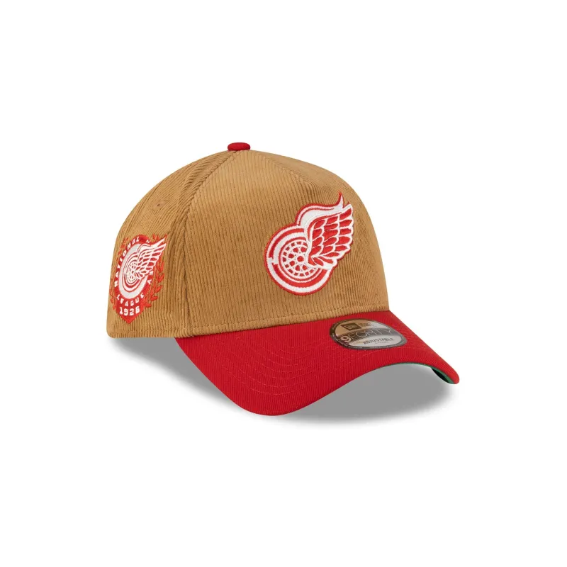 Detroit Red Wings Wheat Corduroy 9FORTY A-Frame Snapback Hat made by New Era