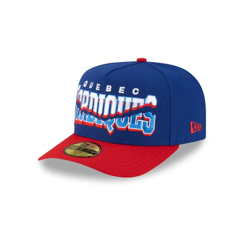 Quebec Nordiques Snapped Wordmark 59FIFTY A-Frame Fitted Hat made by New Era