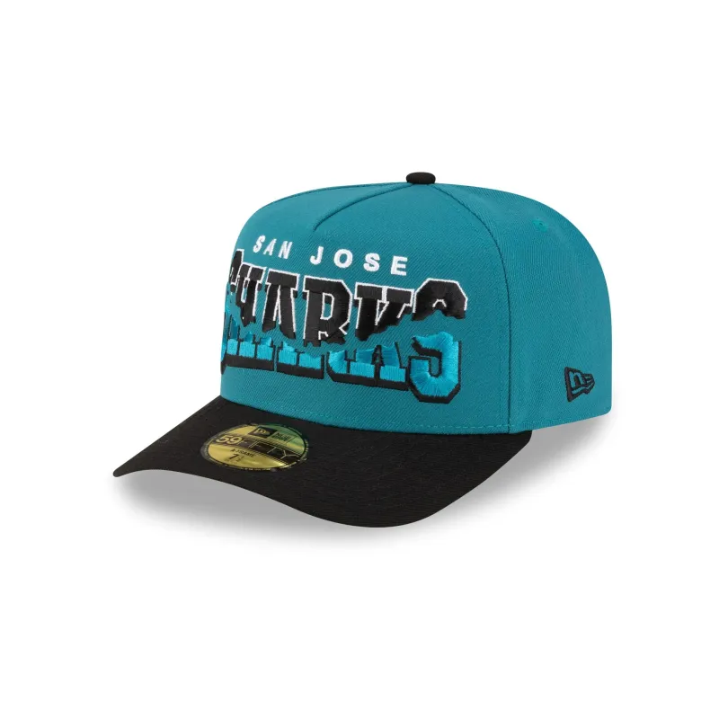 San Jose Sharks Snapped Wordmark 59FIFTY A-Frame Fitted Hat made by New Era