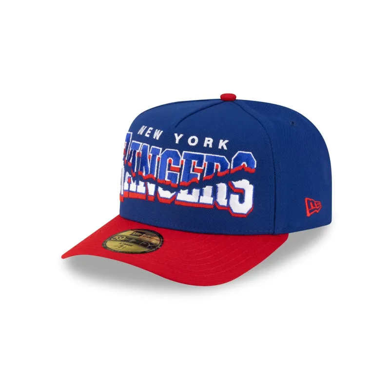 New York Rangers Snapped Wordmark 59FIFTY A-Frame Fitted Hat made by New Era