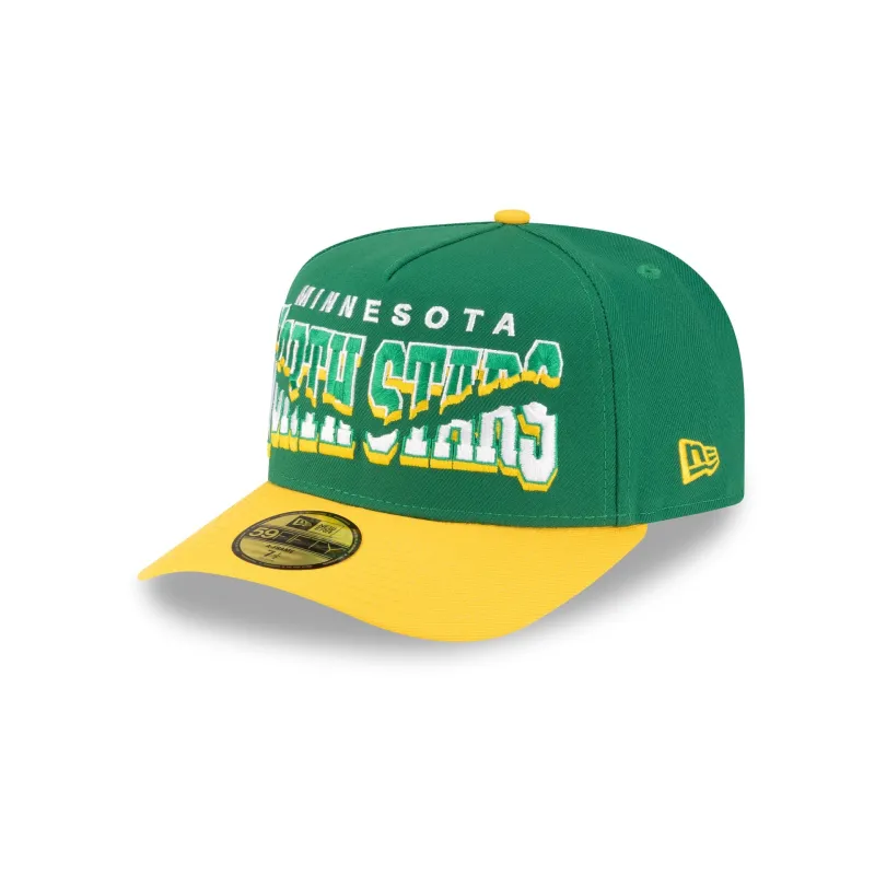 Minnesota North Stars Snapped Wordmark 59FIFTY A-Frame Fitted Hat made by New Era