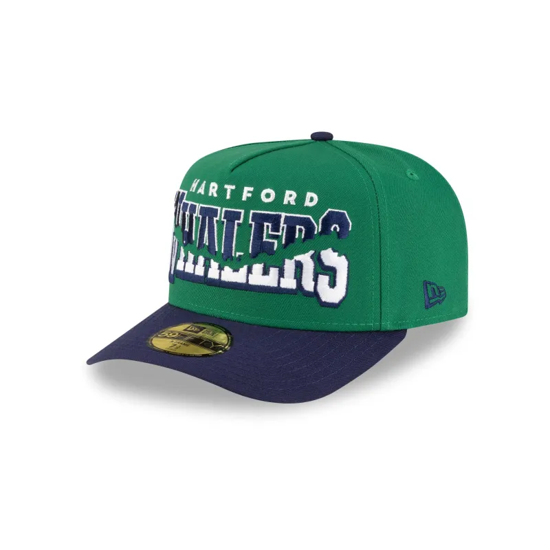 Hartford Whalers Snapped Wordmark 59FIFTY A-Frame Fitted Hat made by New Era