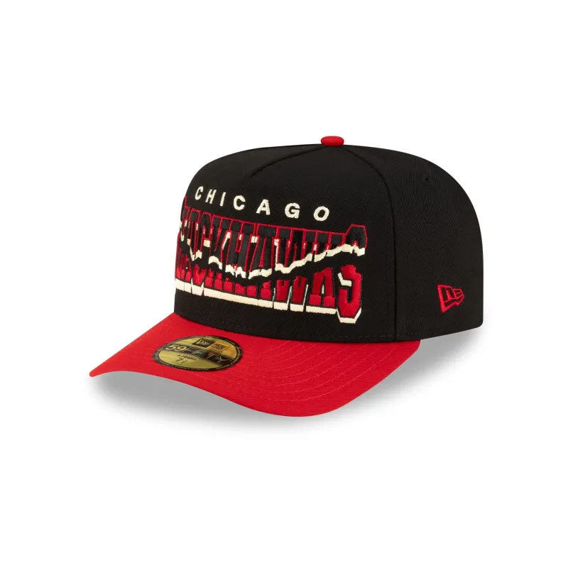 Chicago Blackhawks Snapped Wordmark 59FIFTY A-Frame Fitted Hat made by New Era