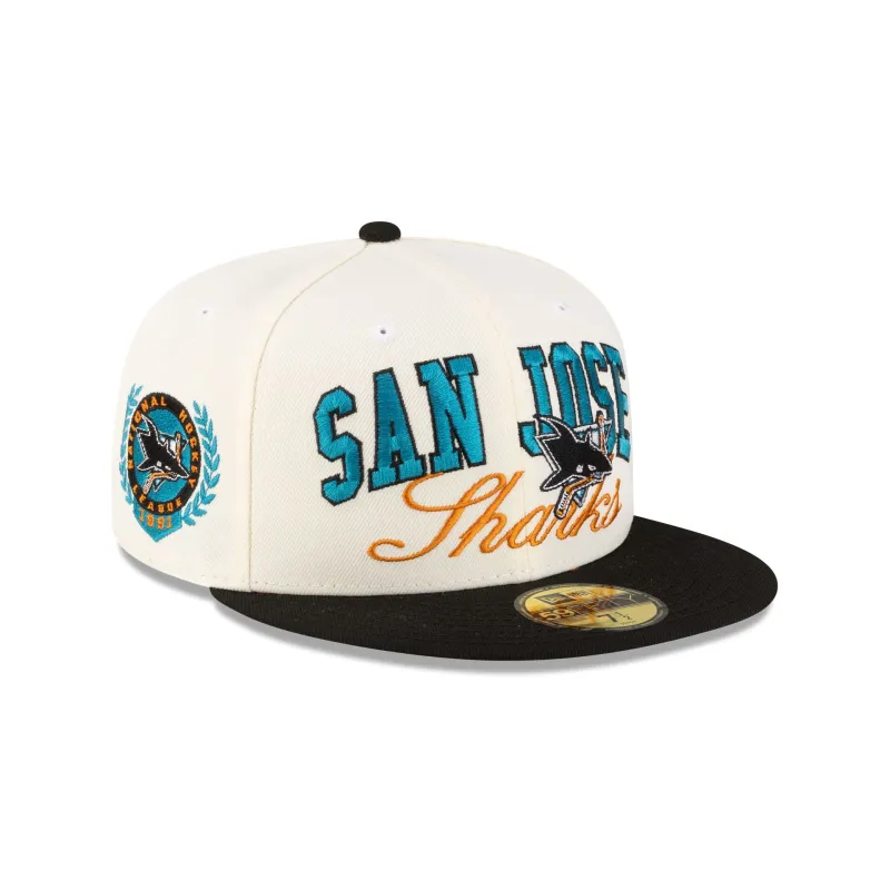 San Jose Sharks Arch Script 59FIFTY Fitted Hat made by New Era