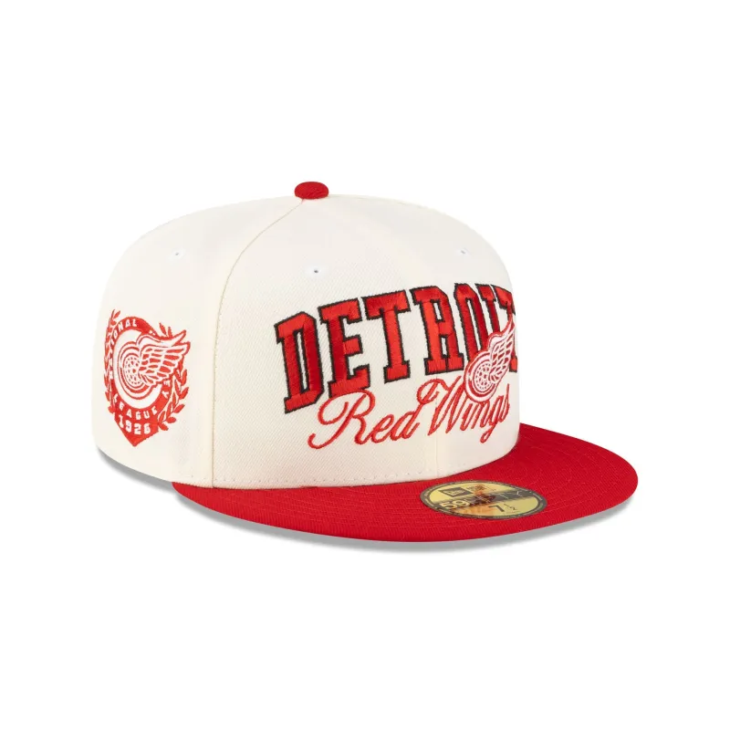 Detroit Red Wings Arch Script 59FIFTY Fitted Hat made by New Era