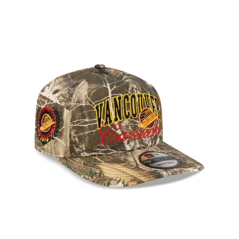 Vancouver Canucks Arch Script Realtree 19TWENTY Snapback Hat made by New Era