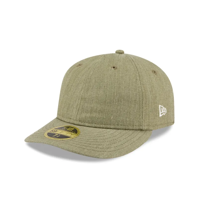 New Era Cap Herringbone New Olive Retro Crown 59FIFTY Fitted Hat made by New Era