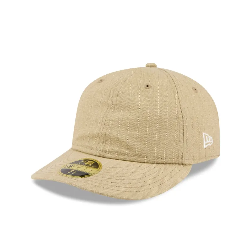 New Era Cap Herringbone Tan Retro Crown 59FIFTY Fitted Hat made by New Era