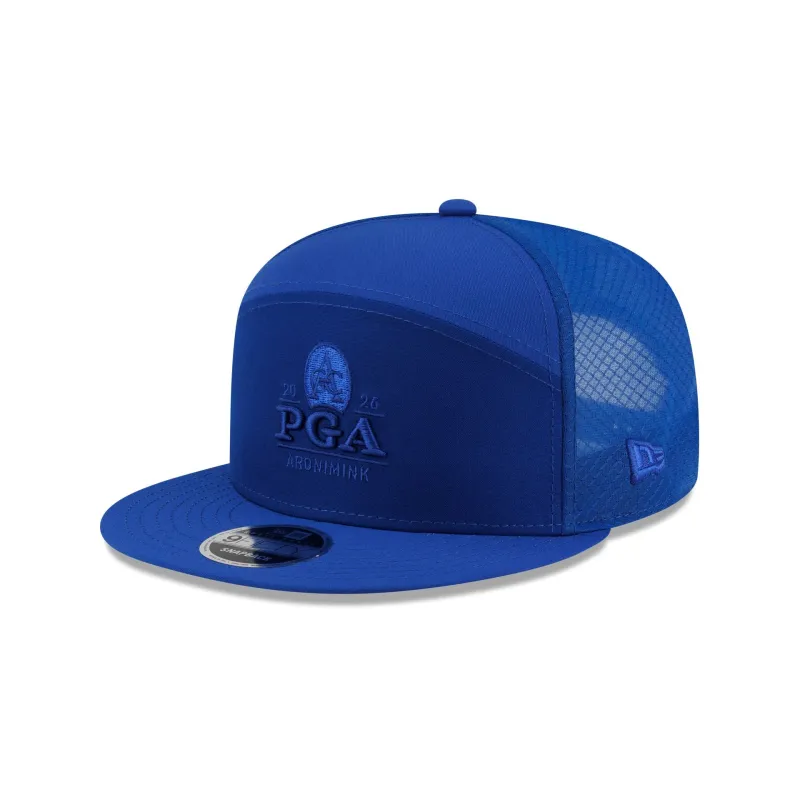 2026 PGA Championship Aronimink Light Royal Split Panel 9FIFTY Trucker Hat made by New Era