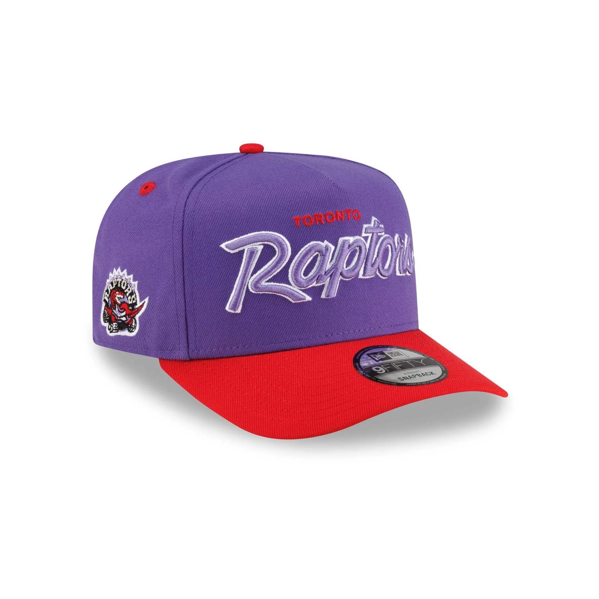 Toronto Raptors Hardwood Classics 90s Script 9FIFTY A-Frame Snapback Hat sold by New Era