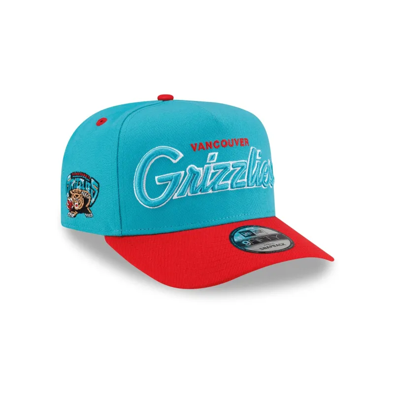 Vancouver Grizzlies Hardwood Classics 90s Script 9FIFTY A-Frame Snapback Hat made by New Era