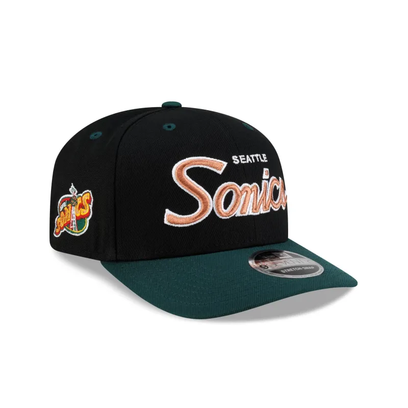 Seattle Supersonics Hardwood Classics 90s Script 9SEVENTY Stretch-Snap Hat made by New Era