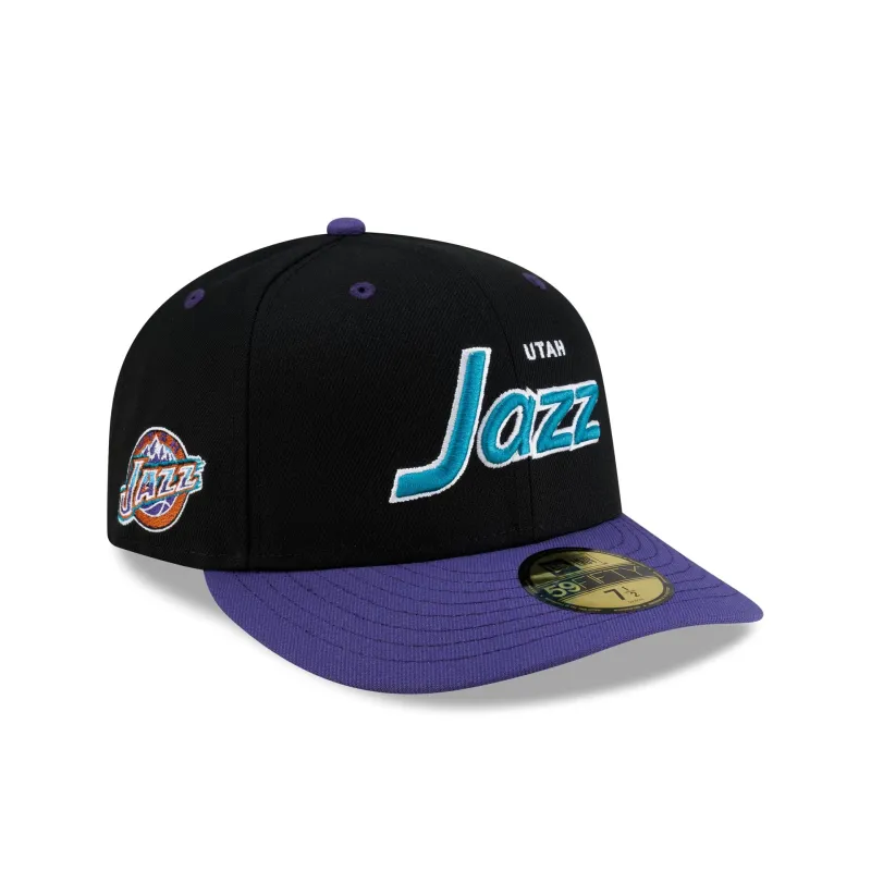 Utah Jazz Hardwood Classics 90s Script 59FIFTY Fitted Hat made by New Era