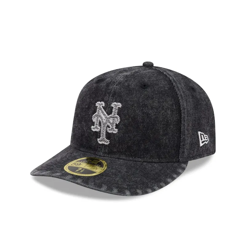 New York Mets Black Denim Low Profile 59FIFTY Fitted Hat made by New Era