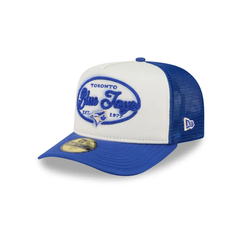 Toronto Blue Jays Chrome 59FIFTY Fitted Trucker Hat made by New Era