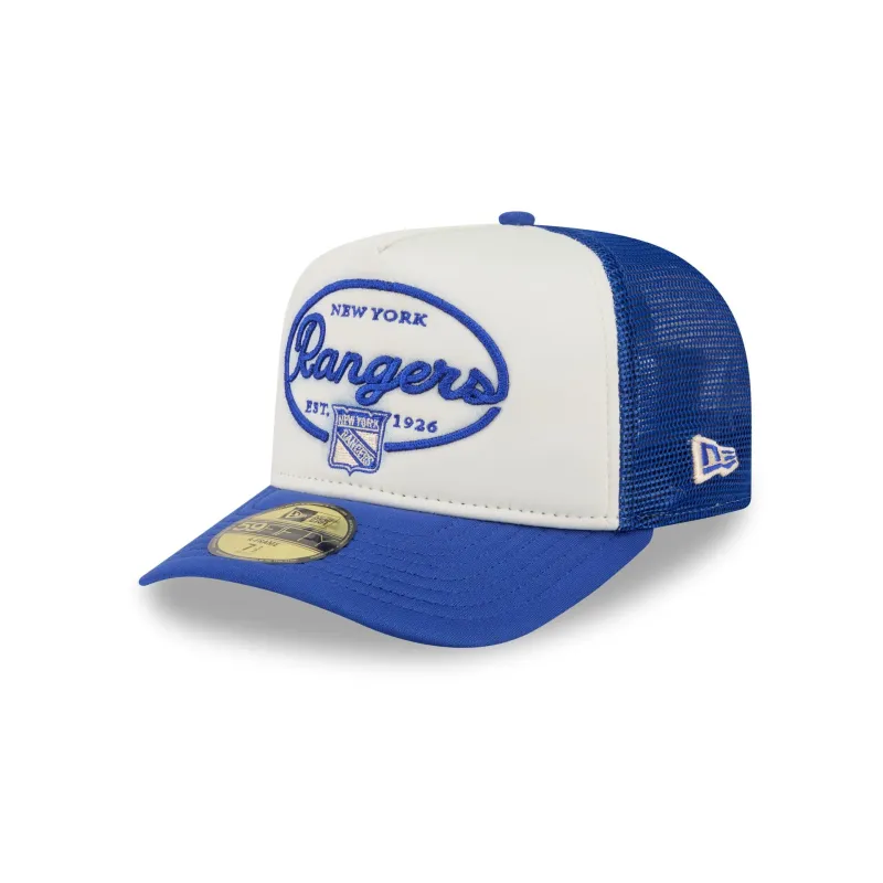 New York Rangers Chrome 59FIFTY Fitted Trucker Hat made by New Era