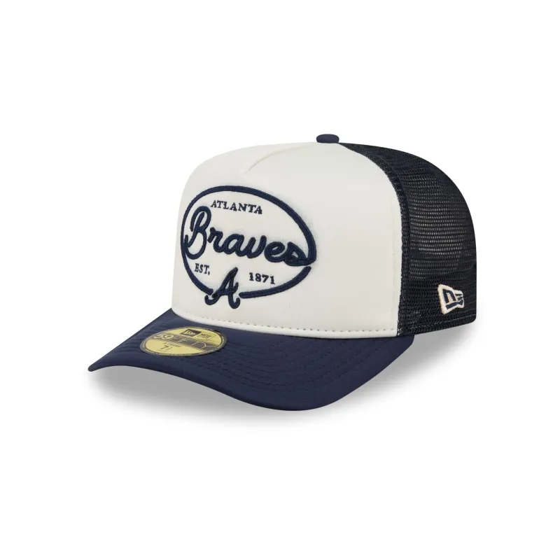 Atlanta Braves Chrome 59FIFTY Fitted Trucker Hat made by New Era