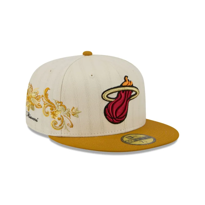Miami Heat Chrome Herringbone 59FIFTY Fitted Hat made by New Era