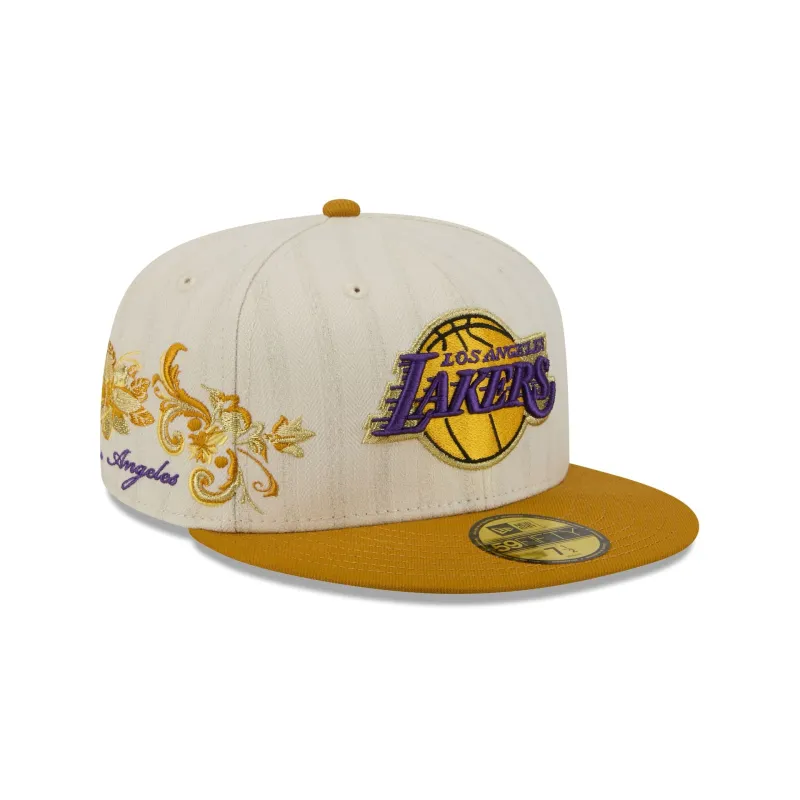 Los Angeles Lakers Chrome Herringbone 59FIFTY Fitted Hat made by New Era