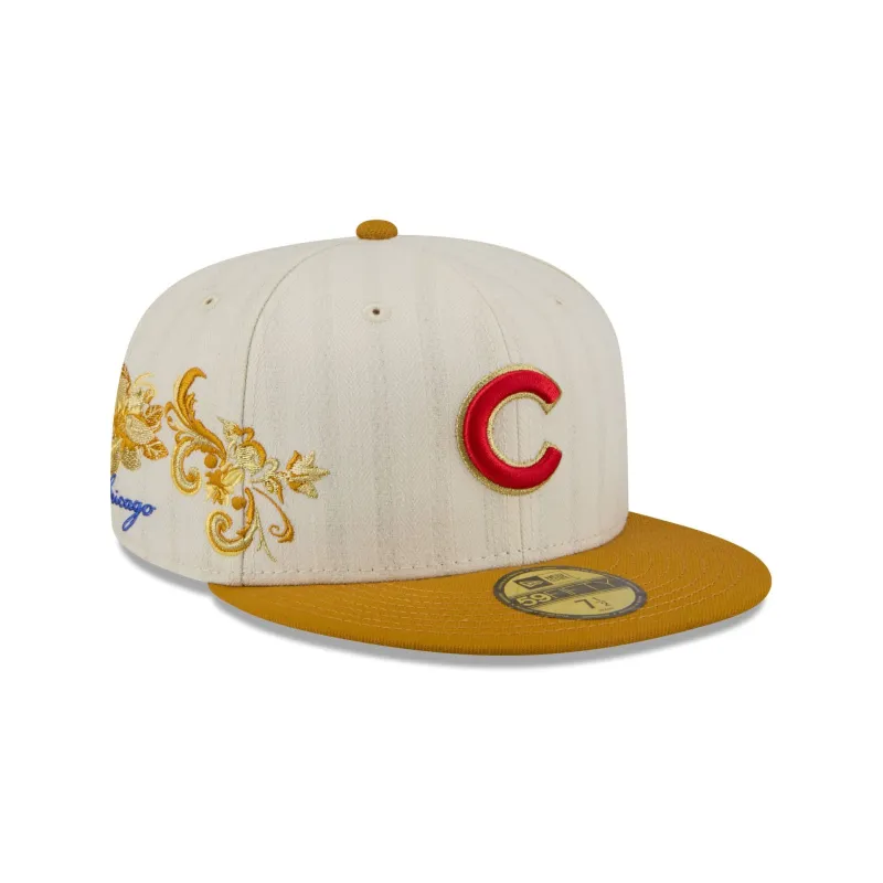 Chicago Cubs Chrome Herringbone 59FIFTY Fitted Hat made by New Era